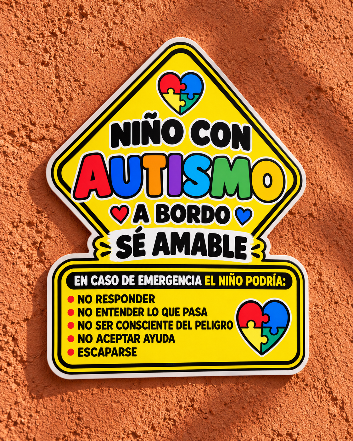PEGATINA PARA CARRO NIÑO AUTISTA A BORDO
